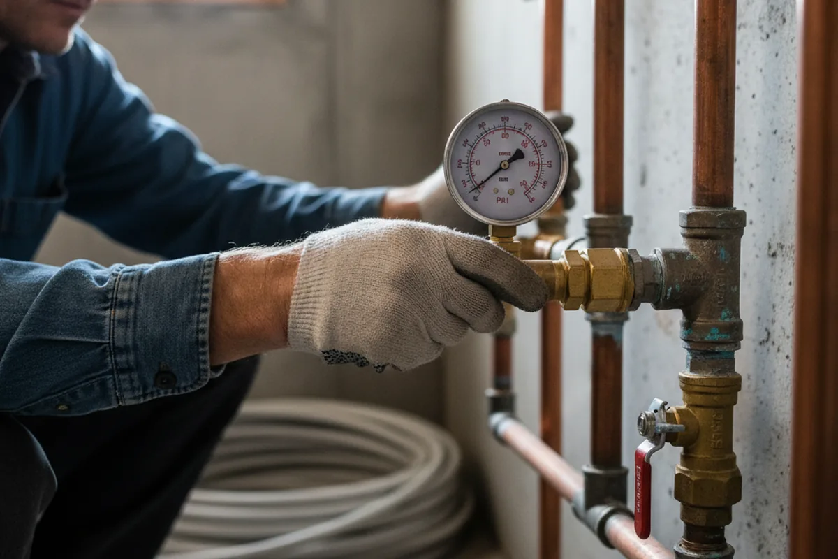 Pressure testing a repaired line during Water Line Repair in London Mills